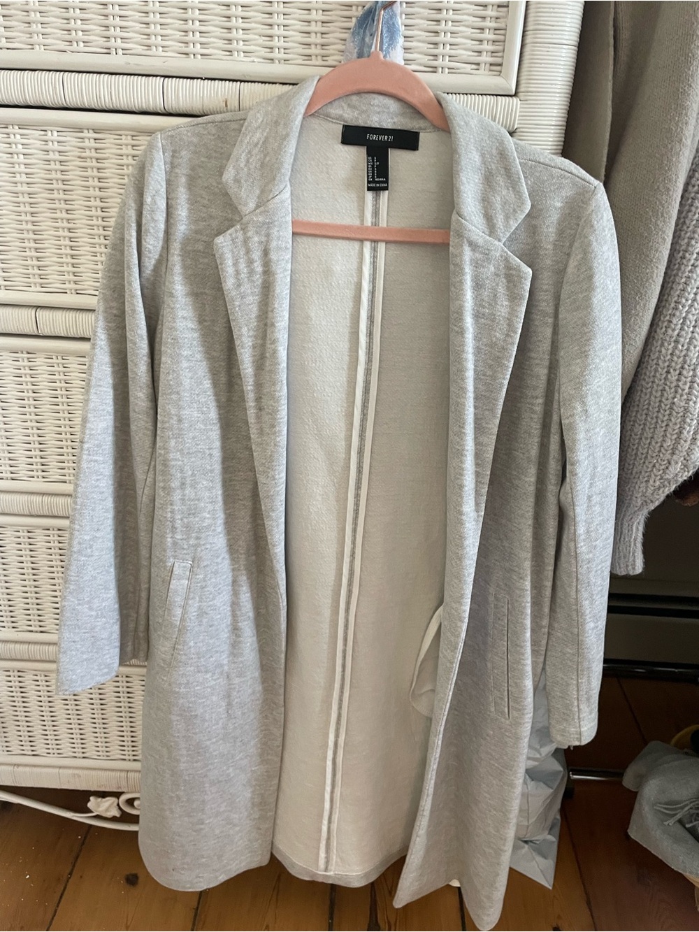 Forever 21 Light Gray Open-Front Long Blazer